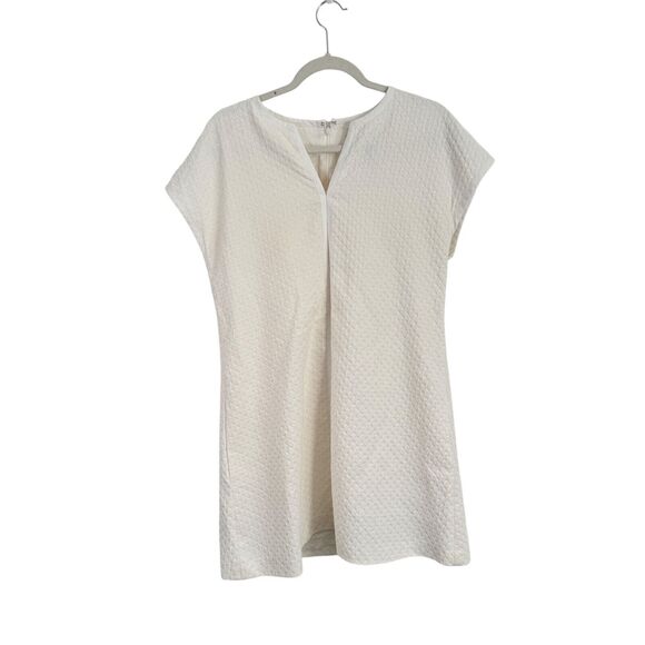 Ann Mashburn White Cocoon Drop Cap Sleeve Dress Preppy Beach Womens Size XS - Picture 1 of 6